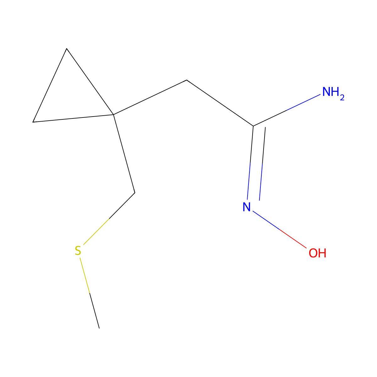N'-hydroxy-2-{1-[(methylsulfanyl)methyl]cyclopropyl}ethanimidamide molecular structure, CAS 1562601-35-7