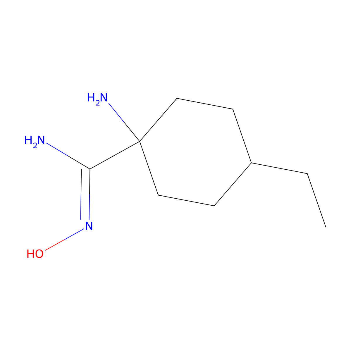 1-amino-4-ethyl-N'-hydroxycyclohexane-1-carboximidamide molecular structure, CAS 1562639-72-8