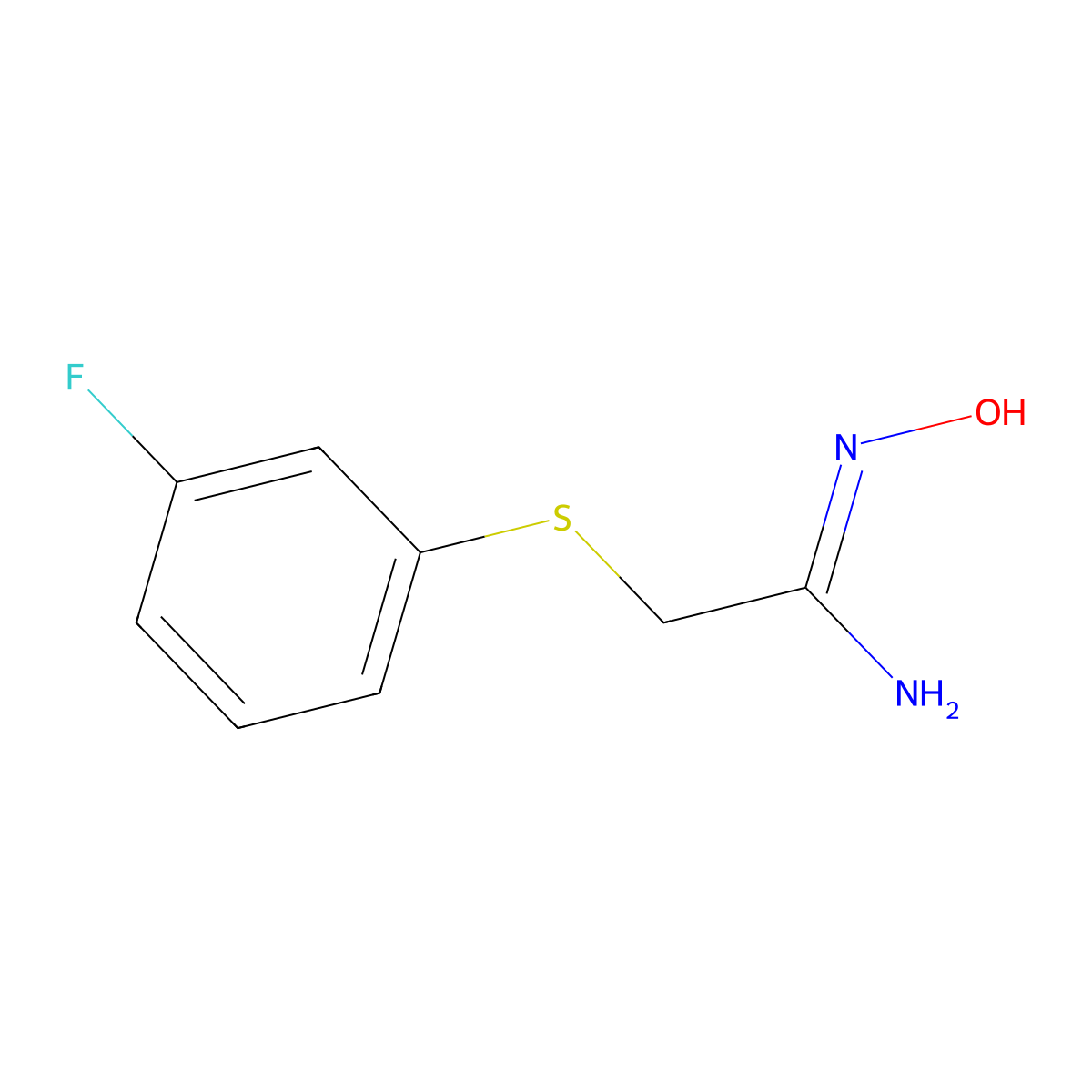 2-[(3-Fluorophenyl)sulfanyl]-N'-hydroxyethanimidamide molecular structure, CAS 1562680-41-4