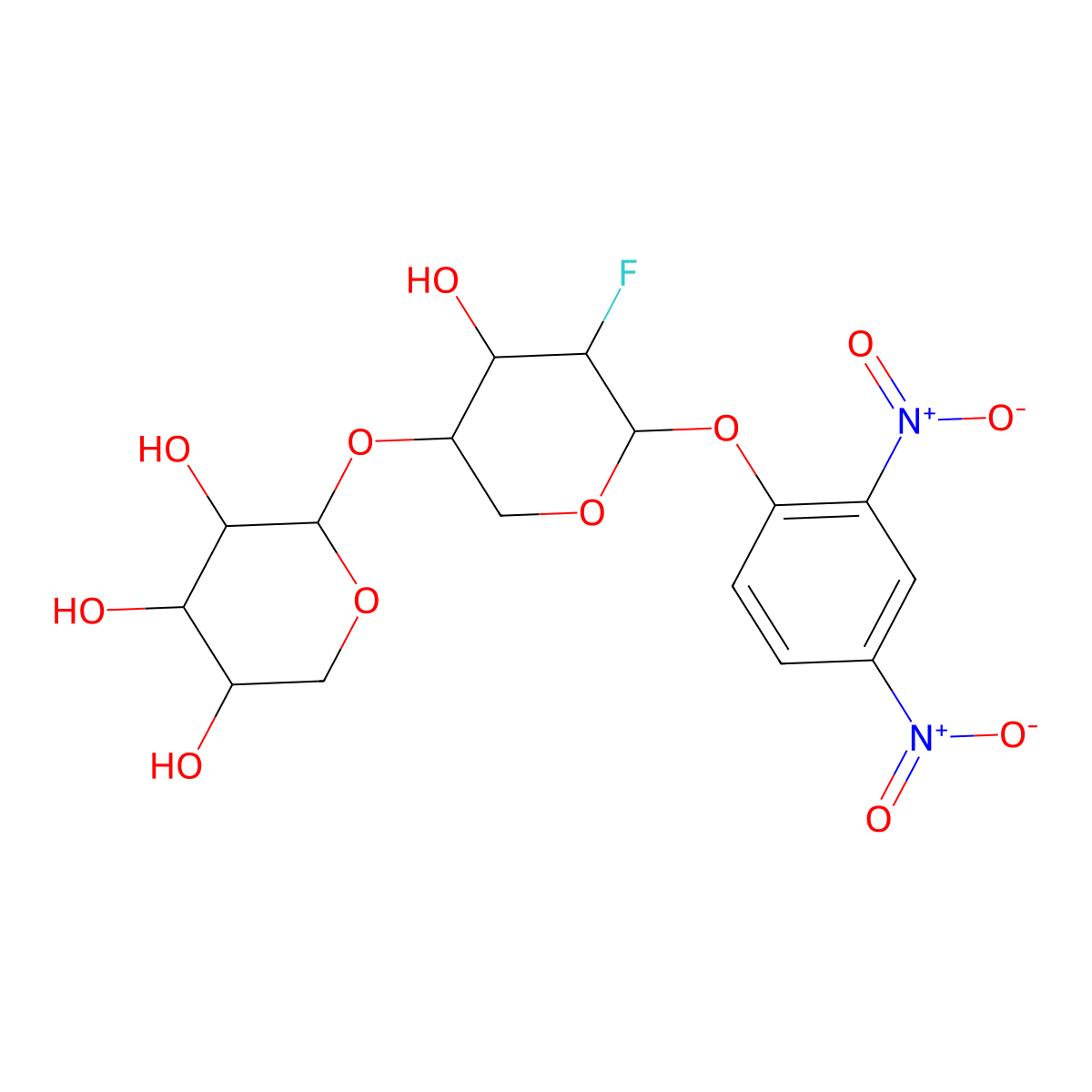 2',4'-Dinitrophenyl 2-deoxy-2-fluoro-beta-xylobioside molecular structure, CAS 156271-23-7