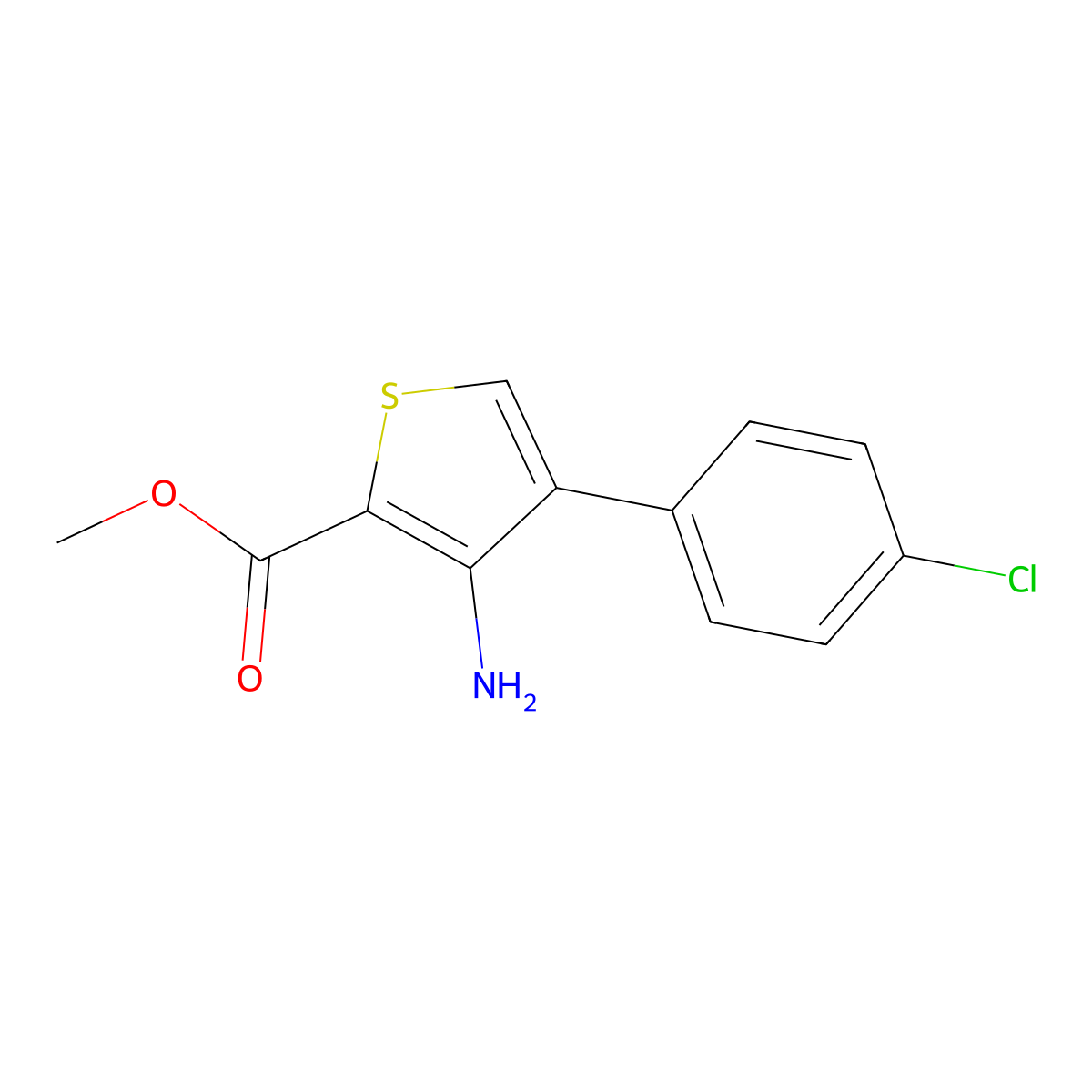 Methyl 3-amino-4-(4-chlorophenyl)thiophene-2-carboxylate molecular structure, CAS 156274-30-5