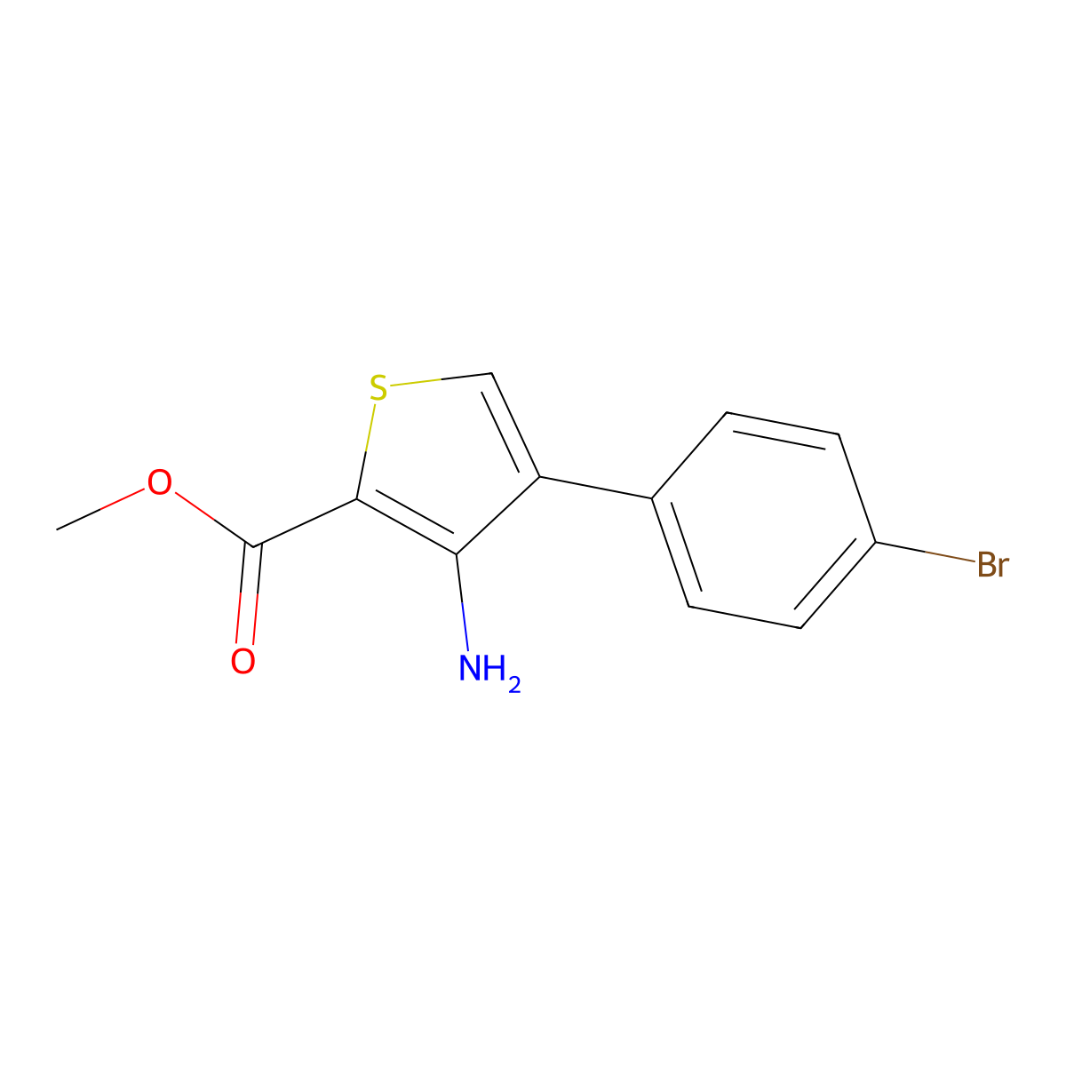 Methyl 3-amino-4-(4-bromophenyl)thiophene-2-carboxylate molecular structure, CAS 156274-31-6