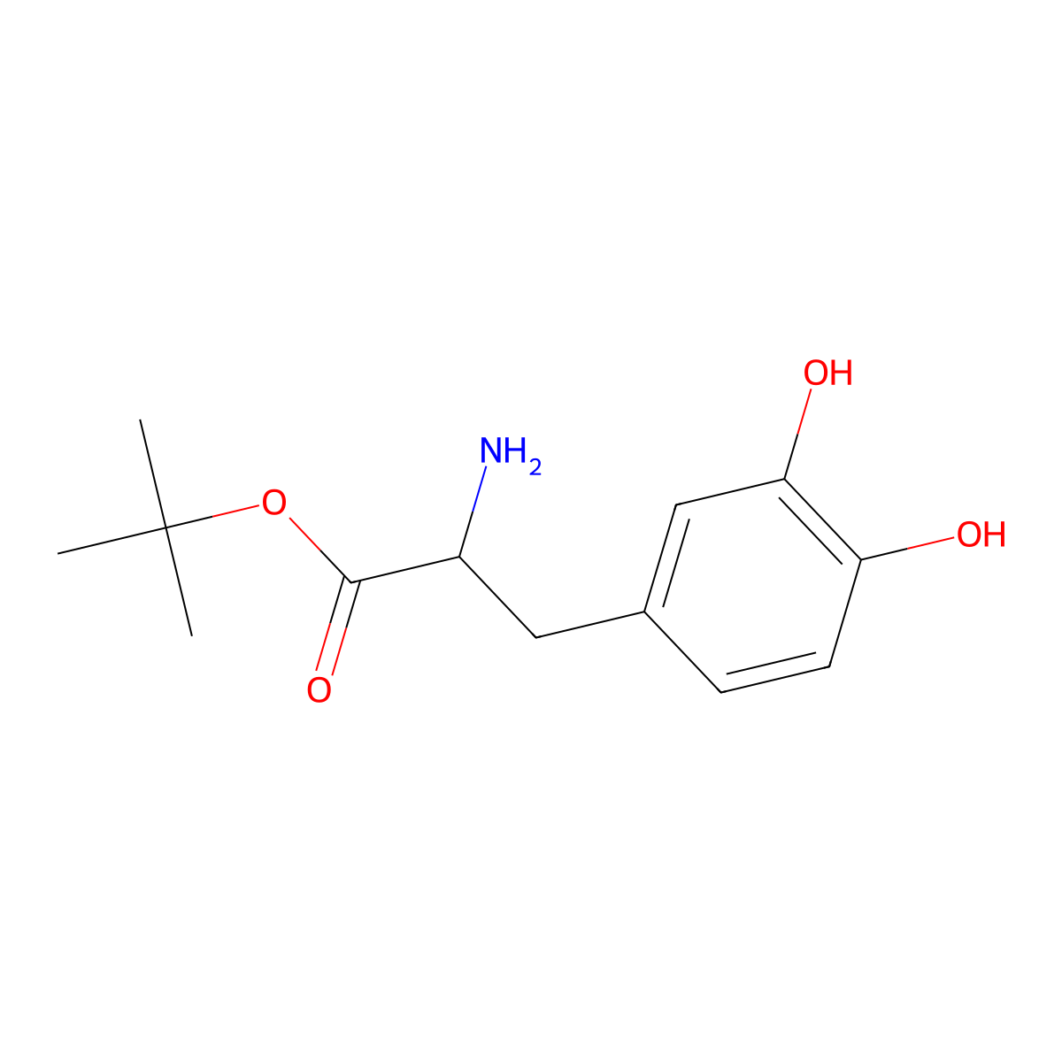 Tert-butyl (2S)-2-amino-3-(3,4-dihydroxyphenyl)propanoate molecular structure, CAS 156275-69-3