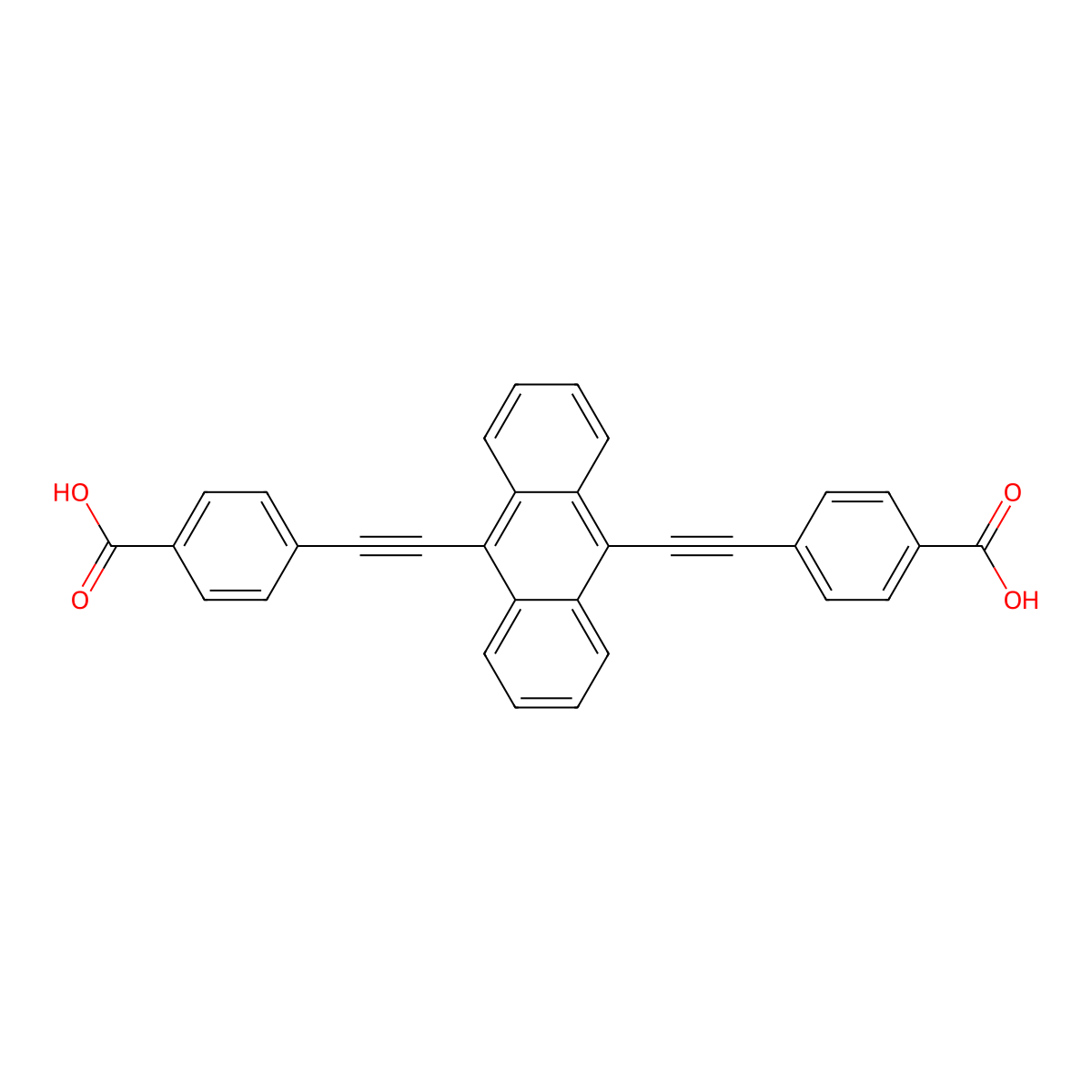 4,4'-(Anthracene-9,10-diylbis(ethyne-2,1-diyl))dibenzoic acid molecular structure, CAS 1562777-29-0