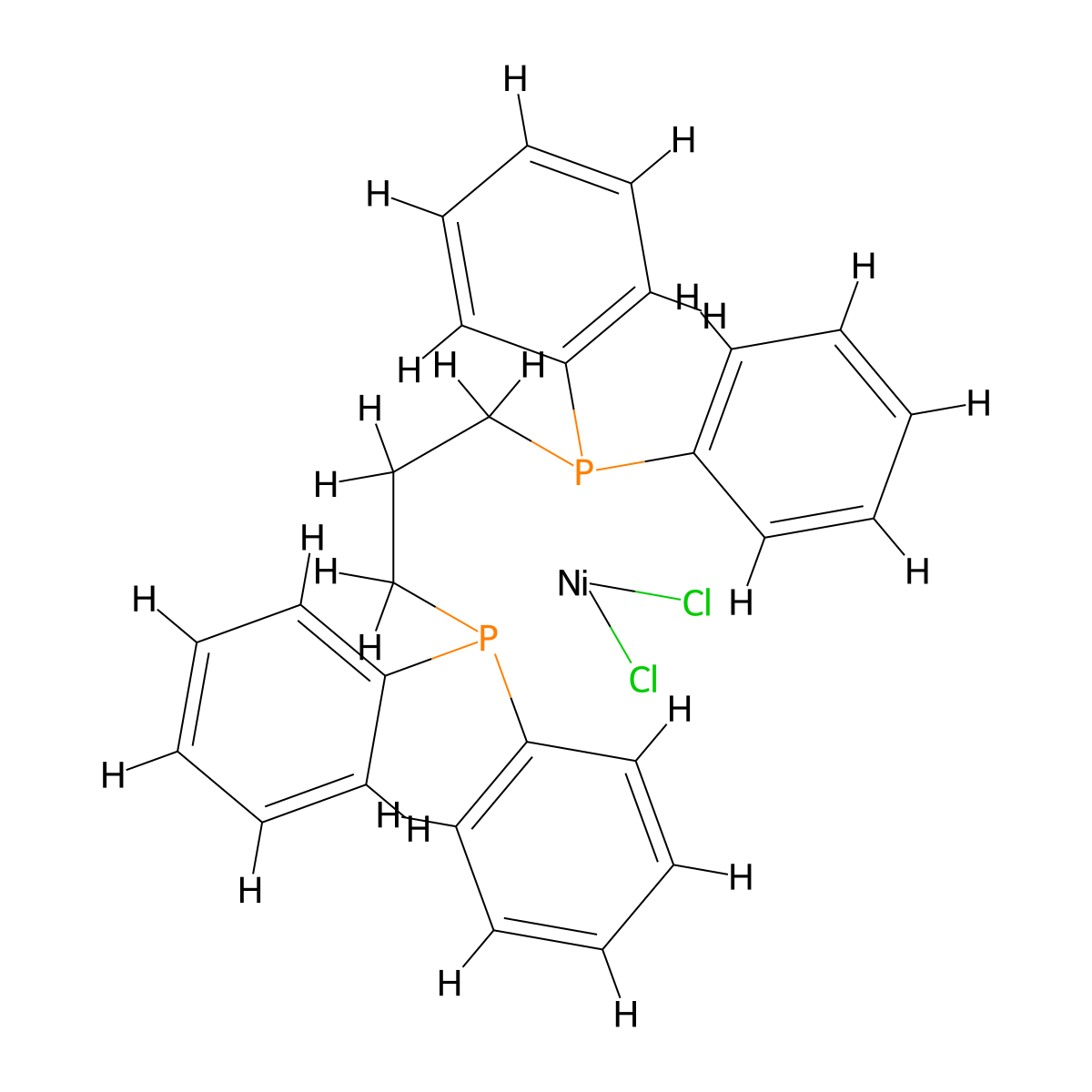dichloronickel;3-diphenylphosphanylpropyl(diphenyl)phosphane molecular structure, CAS 15629-92-2