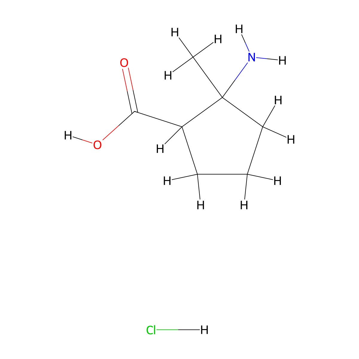 2-Amino-2-methylcyclopentane-1-carboxylic acid--hydrogen chloride (1/1) molecular structure, CAS 156292-34-1
