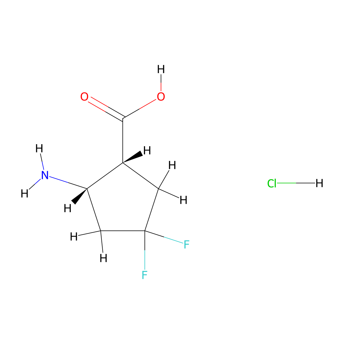 (1R,2S)-2-Amino-4,4-difluorocyclopentane-1-carboxylic acid hydrochloride molecular structure, CAS 156292-75-0