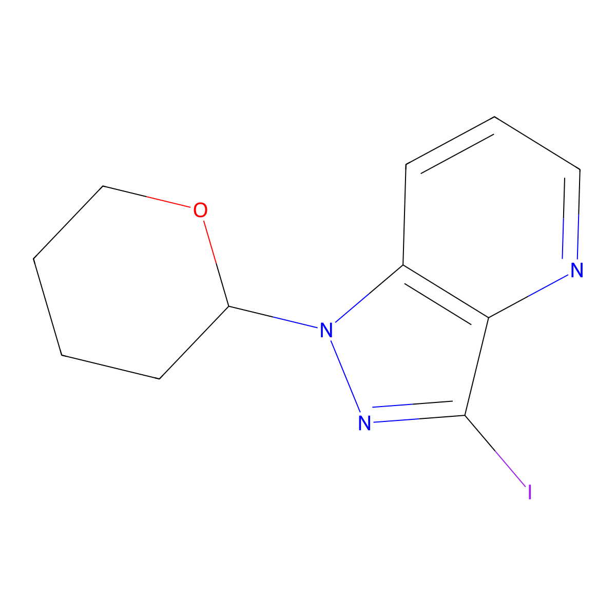 3-iodo-1-(tetrahydro-2H-pyran-2-yl)-1H-pyrazolo[4,3-b]pyridine molecular structure, CAS 1562995-68-9