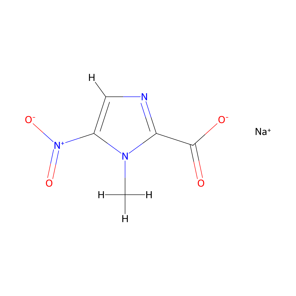 sodium 1-methyl-5-nitro-1H-imidazole-2-carboxylate molecular structure, CAS 1563-97-9