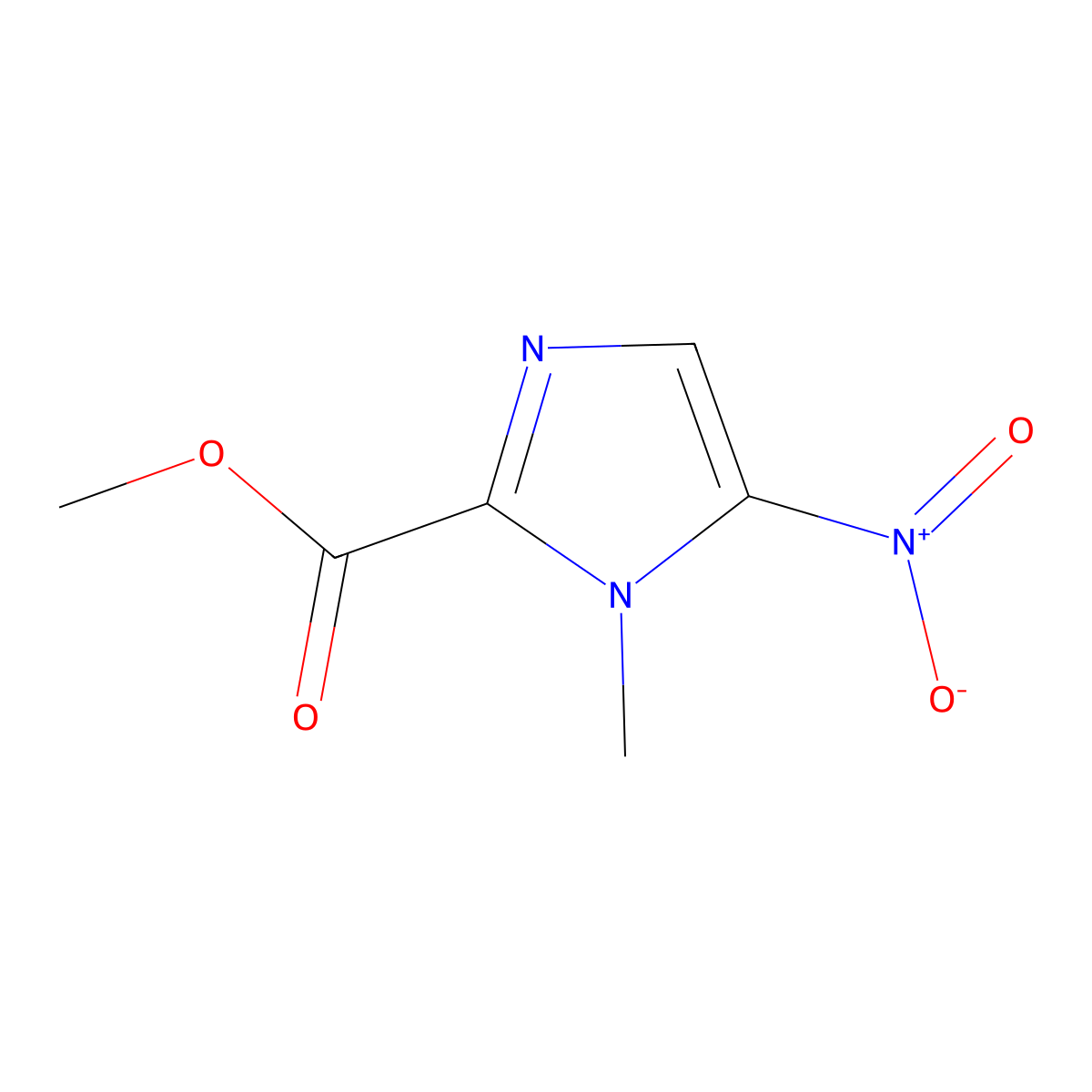 Methyl 1-methyl-5-nitro-1H-imidazole-2-carboxylate molecular structure, CAS 1563-98-0