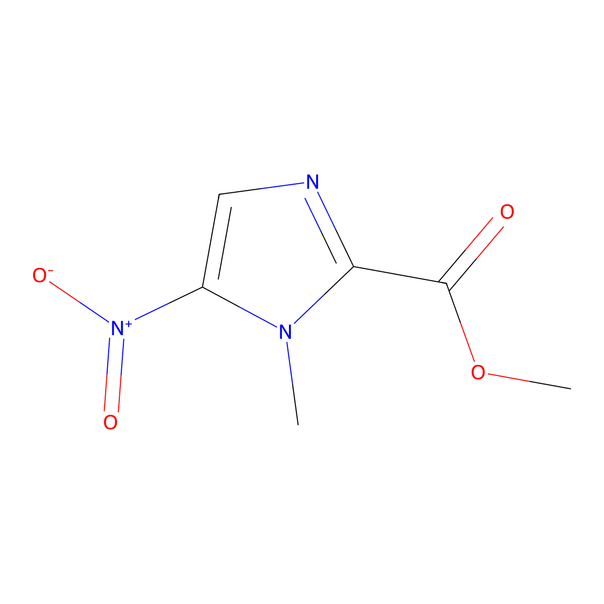 Methyl 1-methyl-5-nitro-1H-imidazole-2-carboxylate molecular structure, CAS 1563-98-0