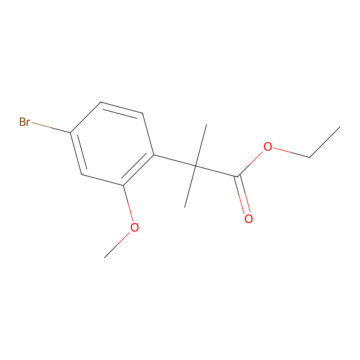 Ethyl 2-(4-bromo-2-methoxyphenyl)-2-methylpropanoate molecular structure, CAS 1563013-85-3