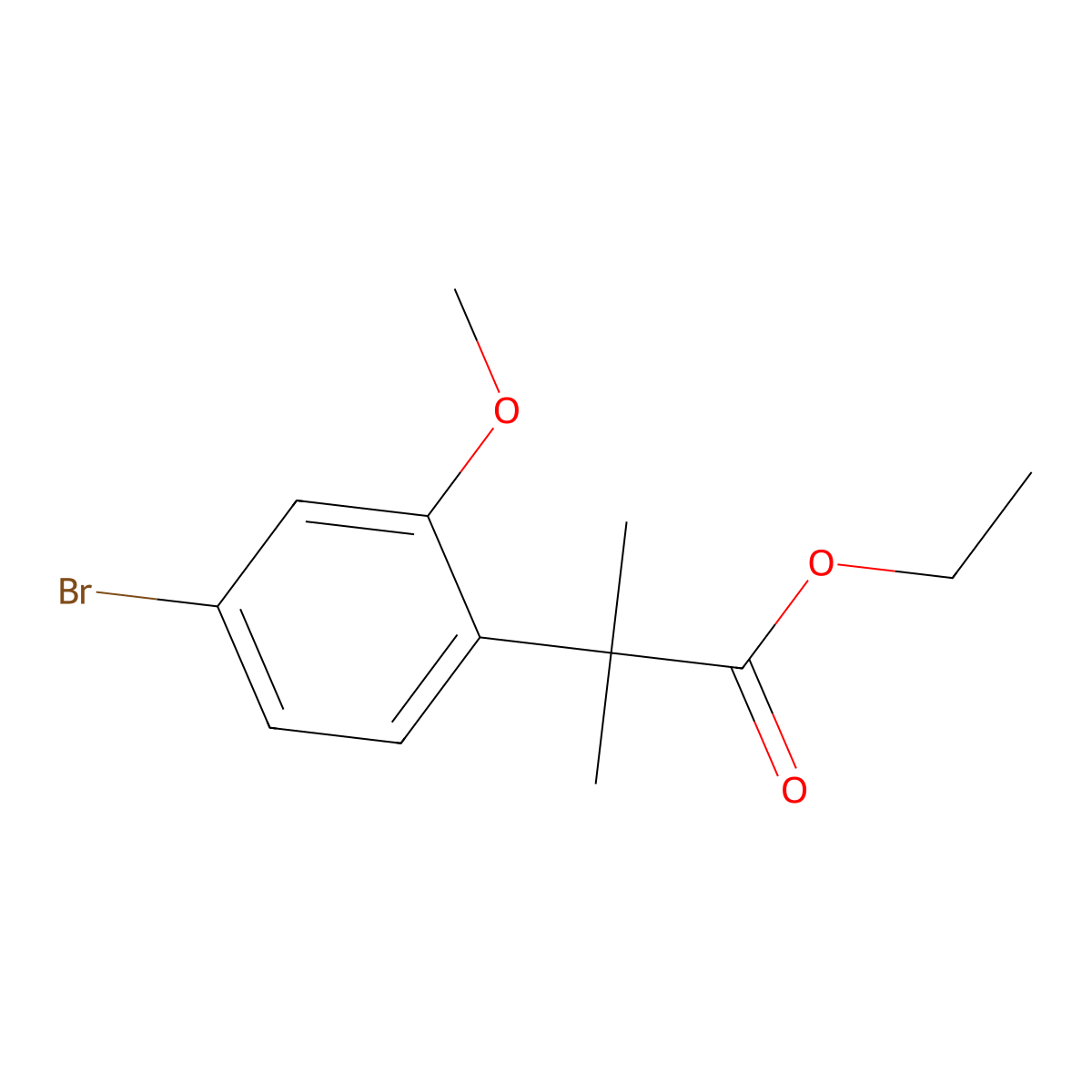 Ethyl 2-(4-bromo-2-methoxyphenyl)-2-methylpropanoate molecular structure, CAS 1563013-85-3