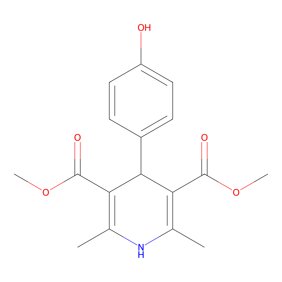 Dimethyl 4-(4-hydroxyphenyl)-2,6-dimethyl-1,4-dihydropyridine-3,5-dicarboxylate molecular structure, CAS 156304-06-2
