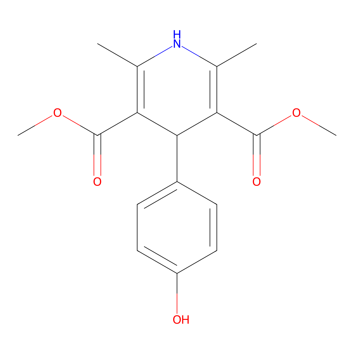 Dimethyl 4-(4-hydroxyphenyl)-2,6-dimethyl-1,4-dihydropyridine-3,5-dicarboxylate molecular structure, CAS 156304-06-2