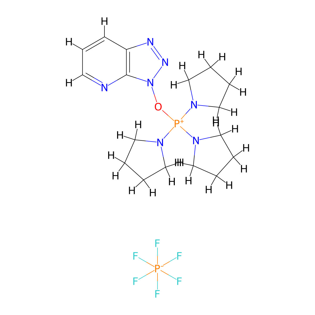 ((7-Azabenzotriazol-1-YL)oxy)tris(pyrrolidino)phosphonium hexafluorophosphate molecular structure, CAS 156311-83-0