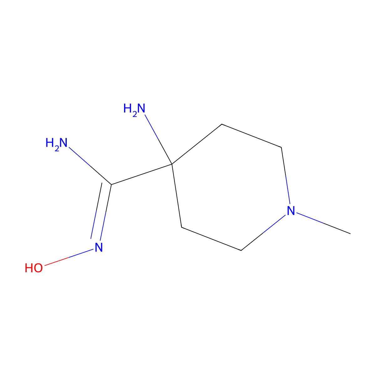 4-amino-N'-hydroxy-1-methylpiperidine-4-carboximidamide molecular structure, CAS 1563159-28-3