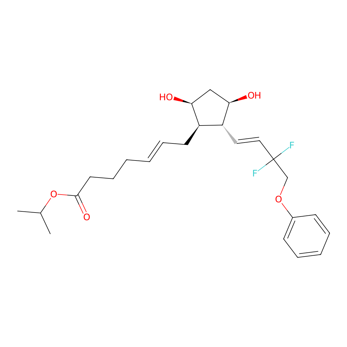 (E)-isopropyl 7-((1R,2R,3R,5S)-2-((E)-3,3-difluoro-4-phenoxybut-1-en-1-yl)-3,5-dihydroxycyclopentyl)hept-5-enoate molecular structure, CAS 1563176-58-8