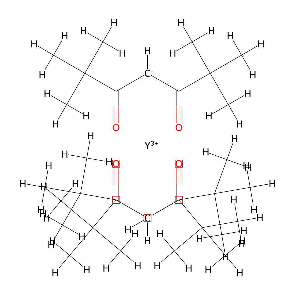 Tris(2,2,6,6-tetramethyl-3,5-heptanedionato)yttrium(III) molecular structure, CAS 15632-39-0