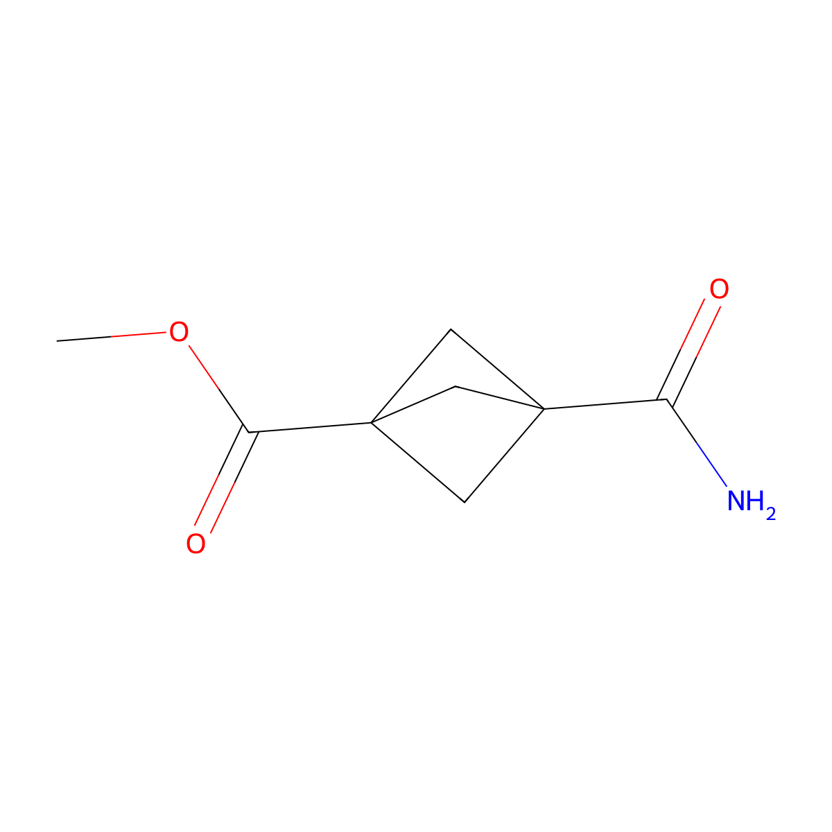 Methyl 3-(aminocarbonyl)bicyclo(1.1.1)pentane-1-carboxylate molecular structure, CAS 156329-77-0