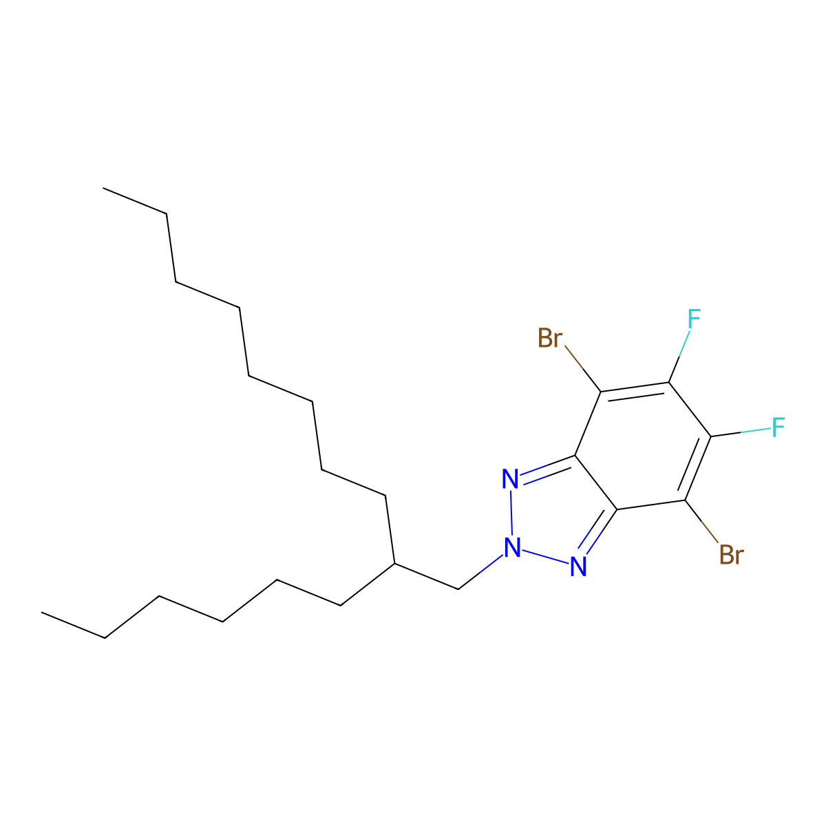 4,7-dibromo-5,6-difluoro-2-(2-hexyldecyl)-2H-benzo[d][1,2,3]triazole molecular structure, CAS 1563332-28-4