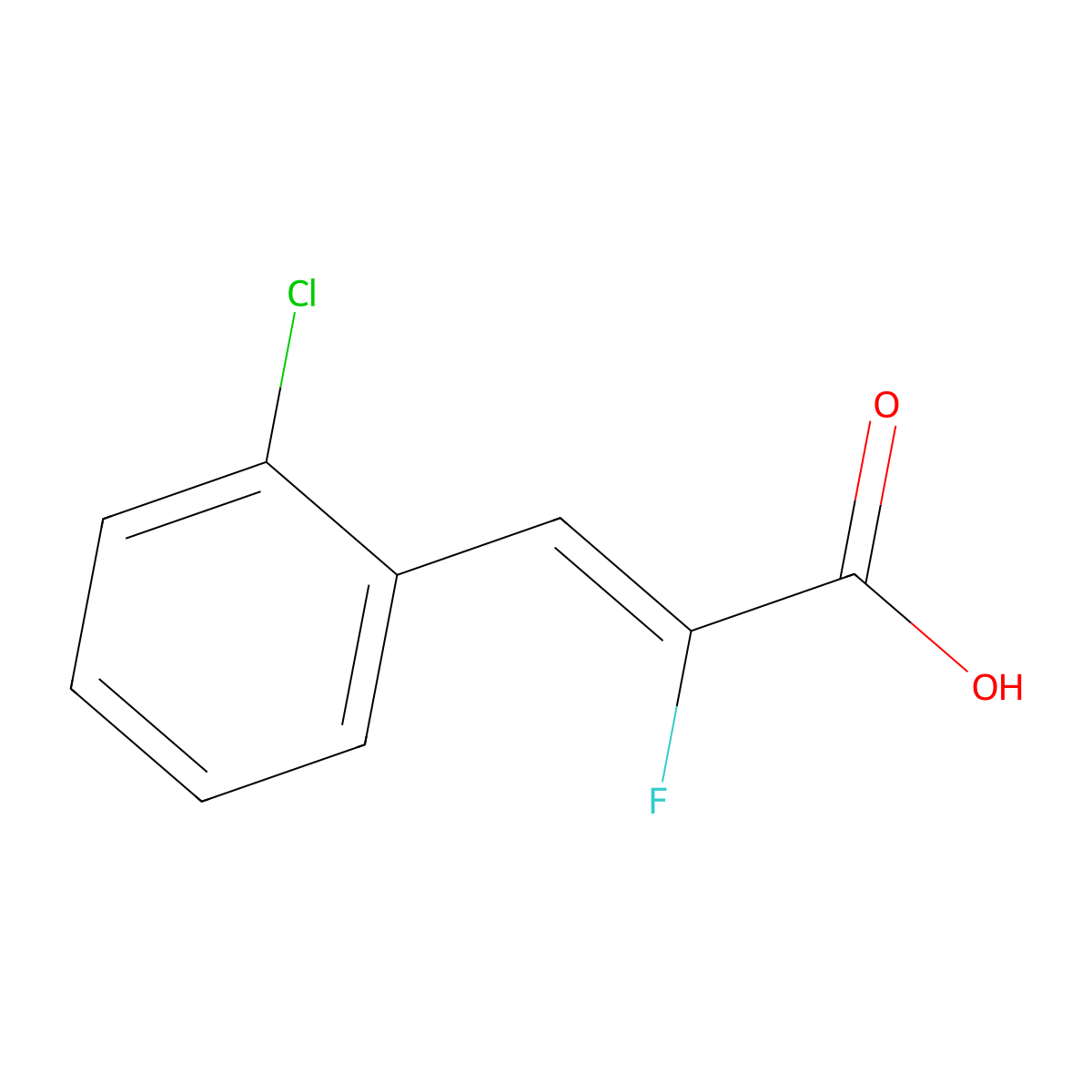 (2Z)-3-(2-Chlorophenyl)-2-fluoroprop-2-enoic acid molecular structure, CAS 1563392-40-4