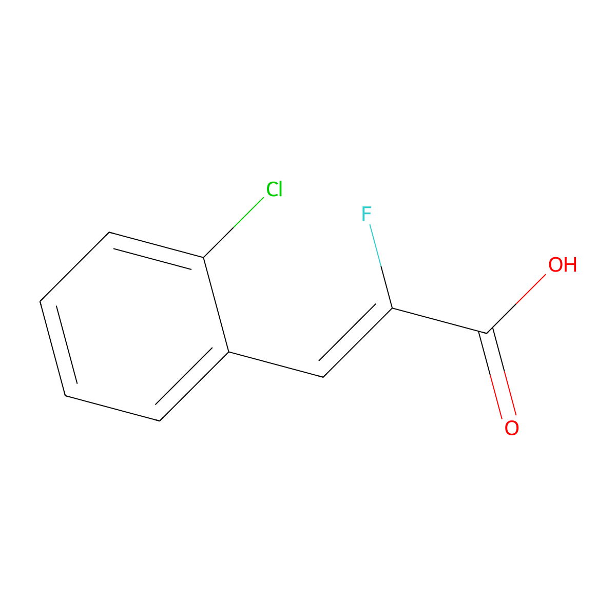 (2Z)-3-(2-Chlorophenyl)-2-fluoroprop-2-enoic acid molecular structure, CAS 1563392-40-4