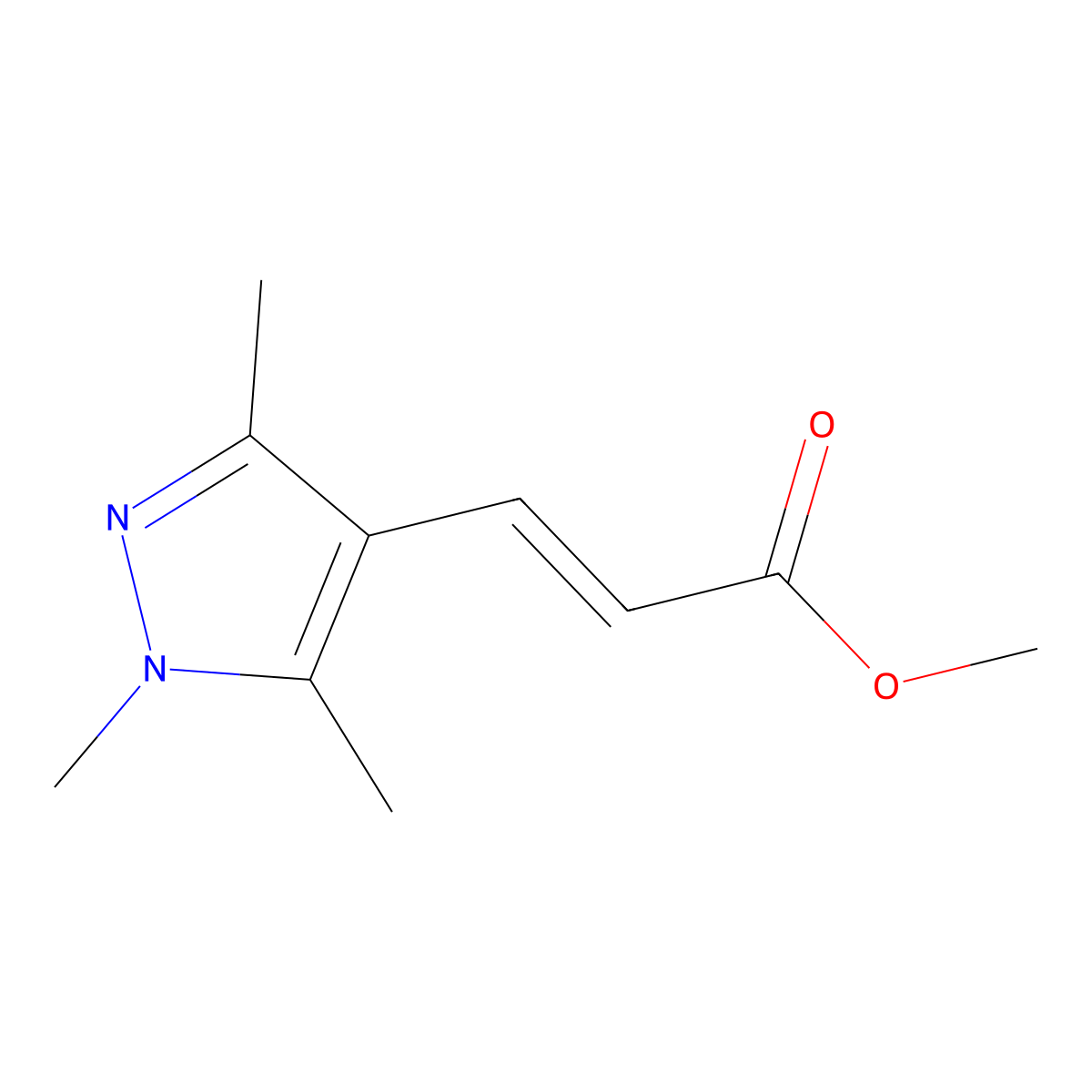 methyl (2E)-3-(trimethyl-1H-pyrazol-4-yl)prop-2-enoate molecular structure, CAS 1563504-13-1