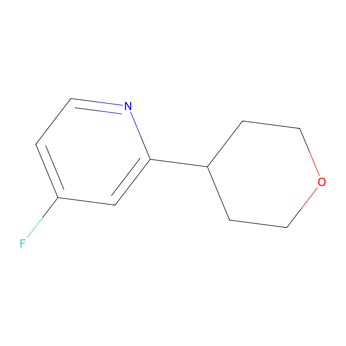 4-Fluoro-2-(oxan-4-yl)pyridine molecular structure, CAS 1563528-54-0