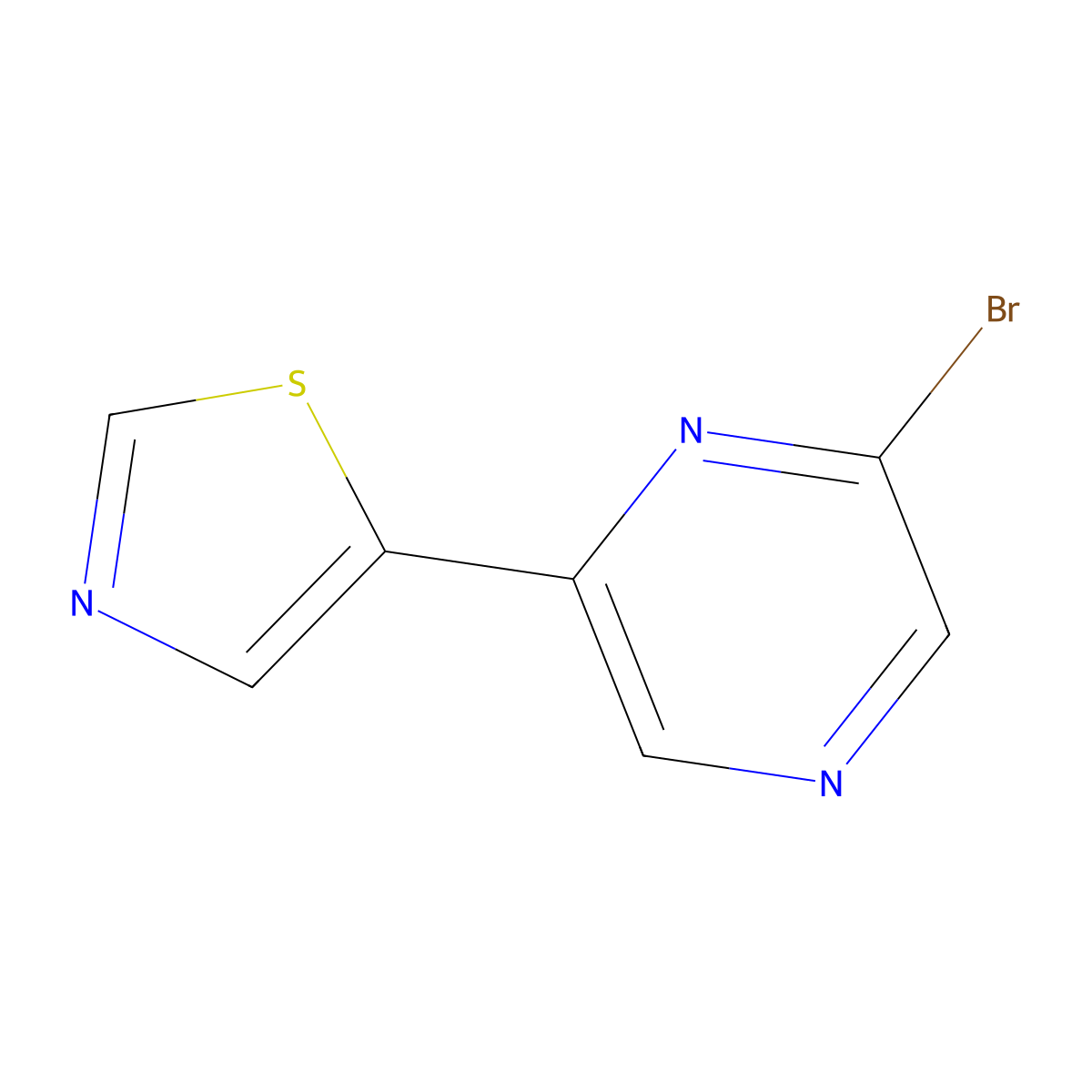 2-Bromo-6-(thiazol-5-yl)pyrazine molecular structure, CAS 1563528-56-2