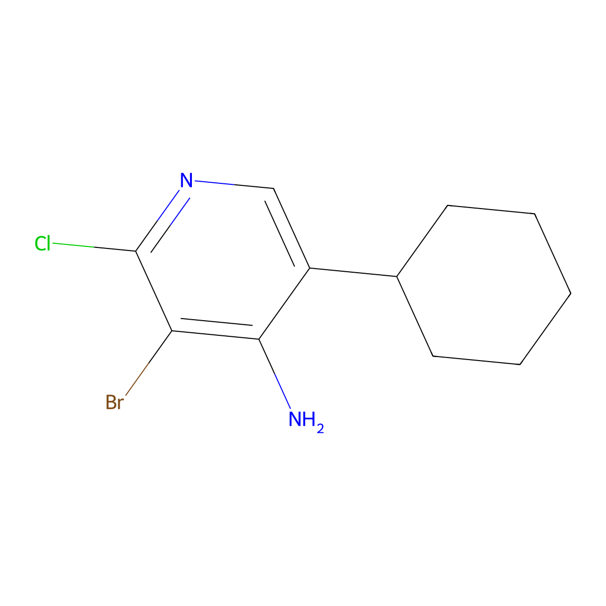 4-Amino-2-chloro-3-bromo-5-(cyclohexyl)pyridine molecular structure, CAS 1563528-61-9