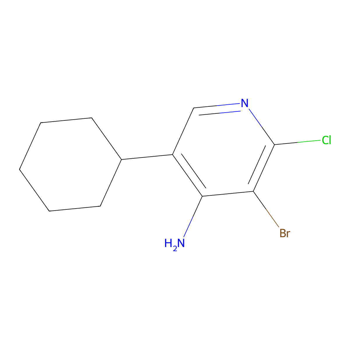 4-Amino-2-chloro-3-bromo-5-(cyclohexyl)pyridine molecular structure, CAS 1563528-61-9