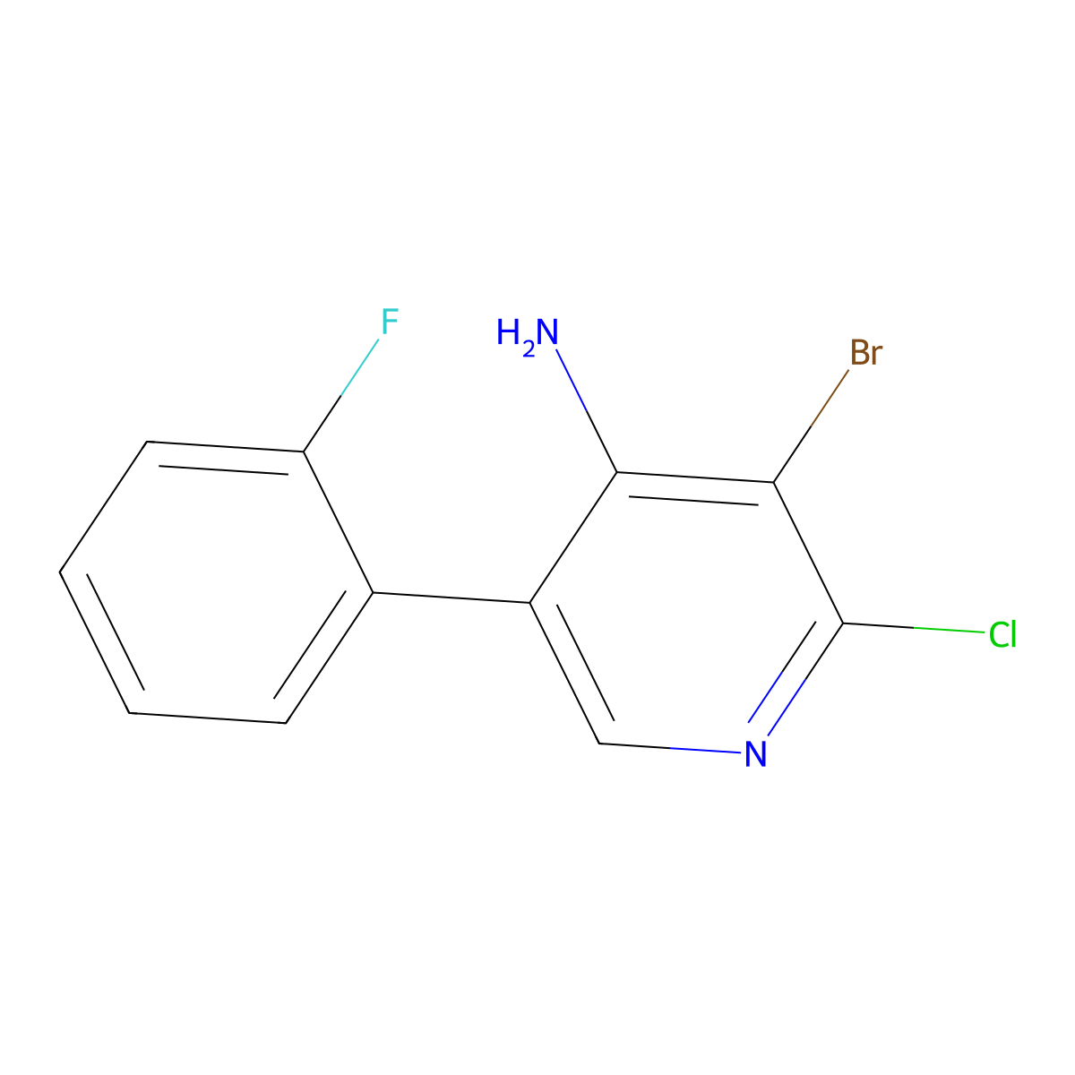 4-Amino-2-chloro-3-bromo-5-(2-fluorophenyl)pyridine molecular structure, CAS 1563528-64-2