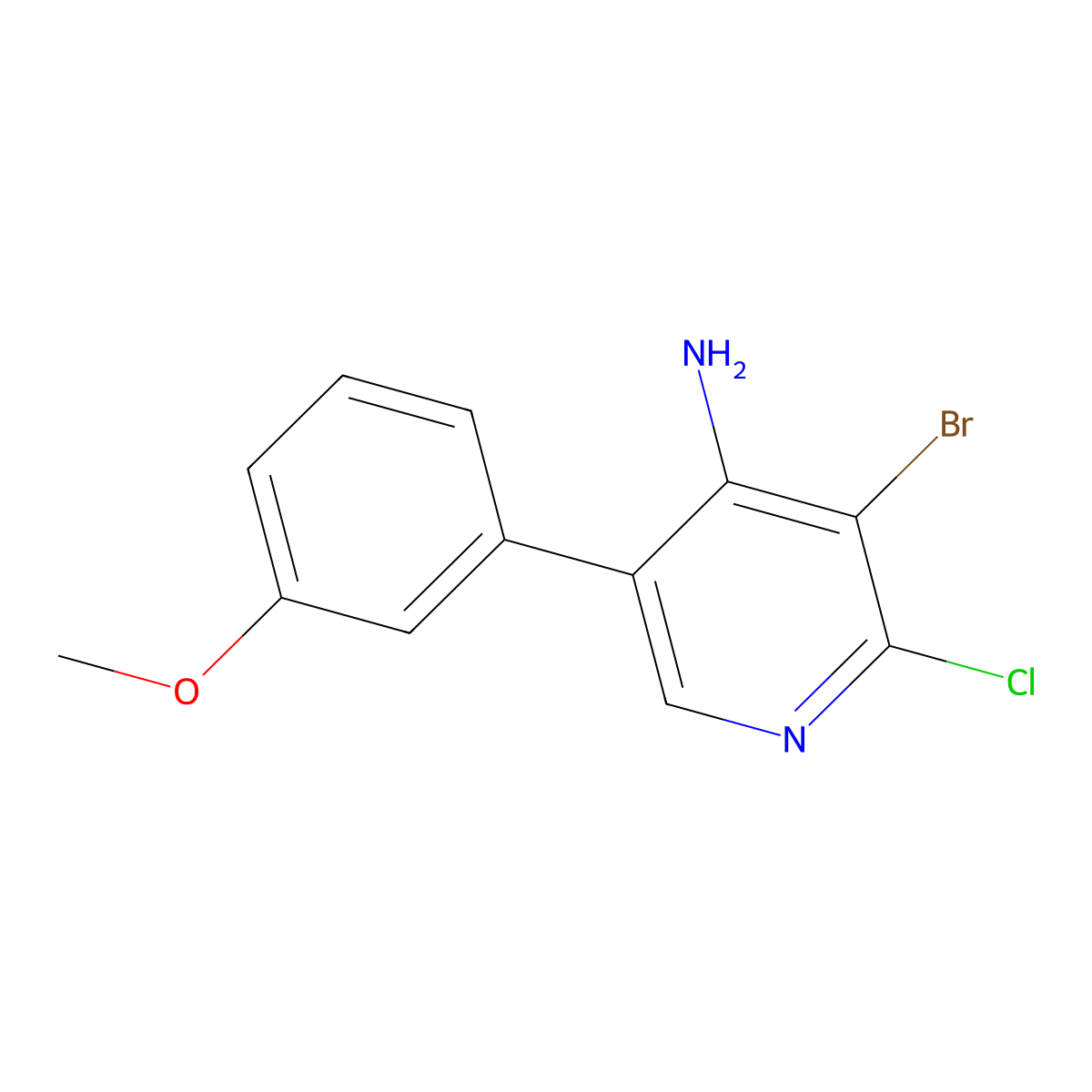 4-Amino-2-chloro-3-bromo-5-(3-methoxyphenyl)pyridine molecular structure, CAS 1563528-66-4
