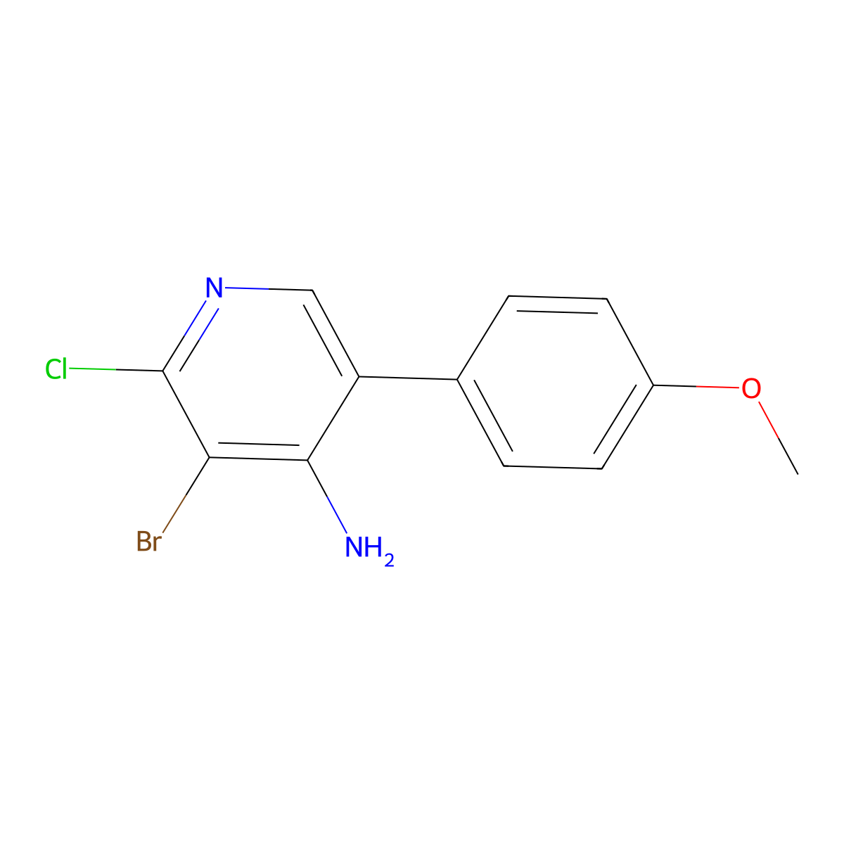 4-Amino-2-chloro-3-bromo-5-(4-methoxyphenyl)pyridine molecular structure, CAS 1563528-68-6