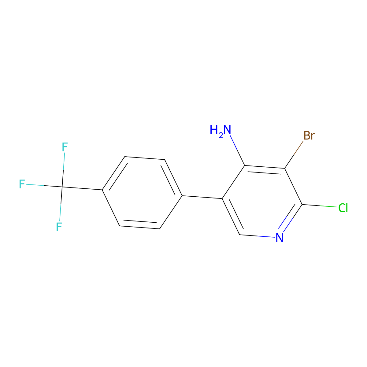 4-Amino-2-chloro-3-bromo-5-(4-trifluoromethylphenyl)pyridine molecular structure, CAS 1563528-70-0