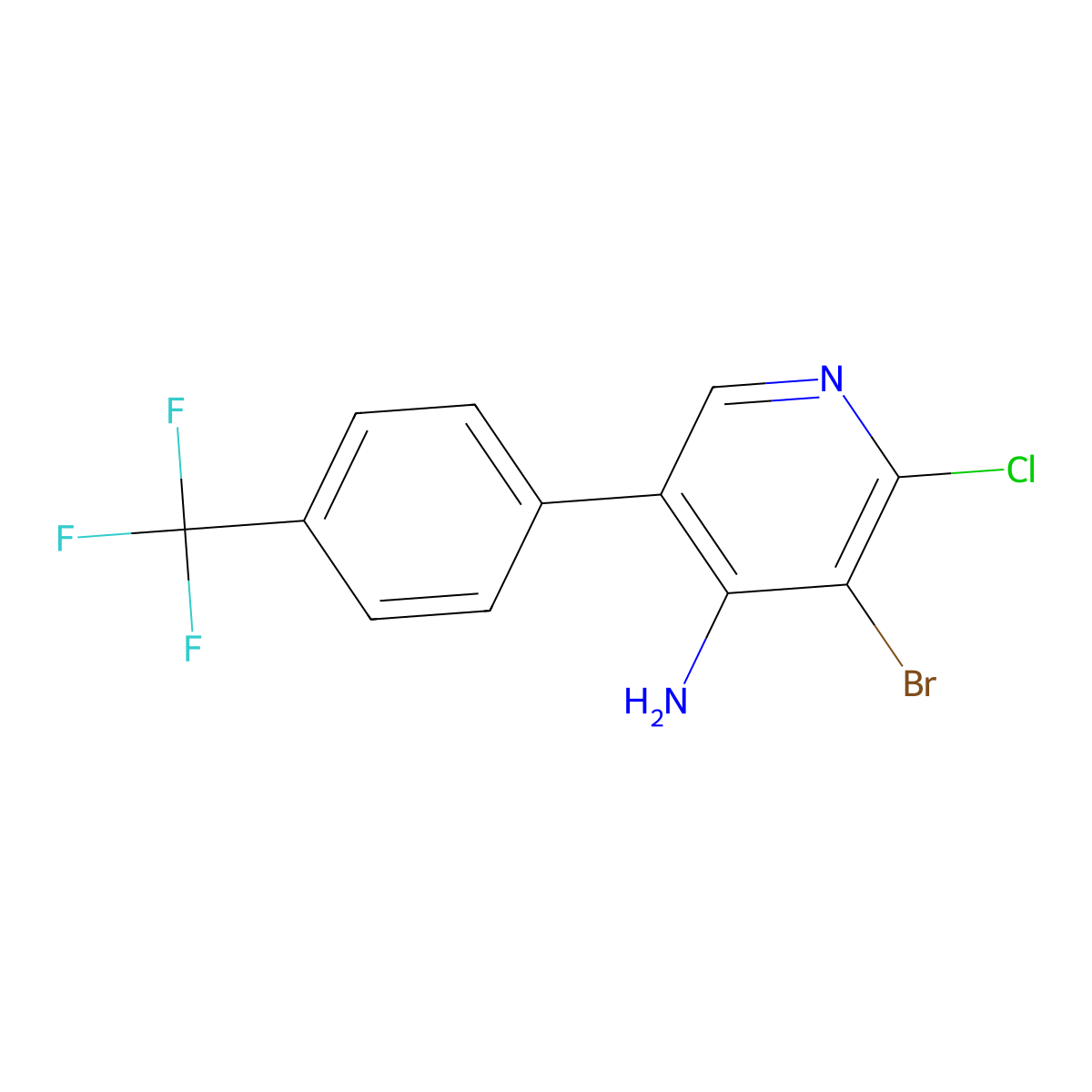 4-Amino-2-chloro-3-bromo-5-(4-trifluoromethylphenyl)pyridine molecular structure, CAS 1563528-70-0