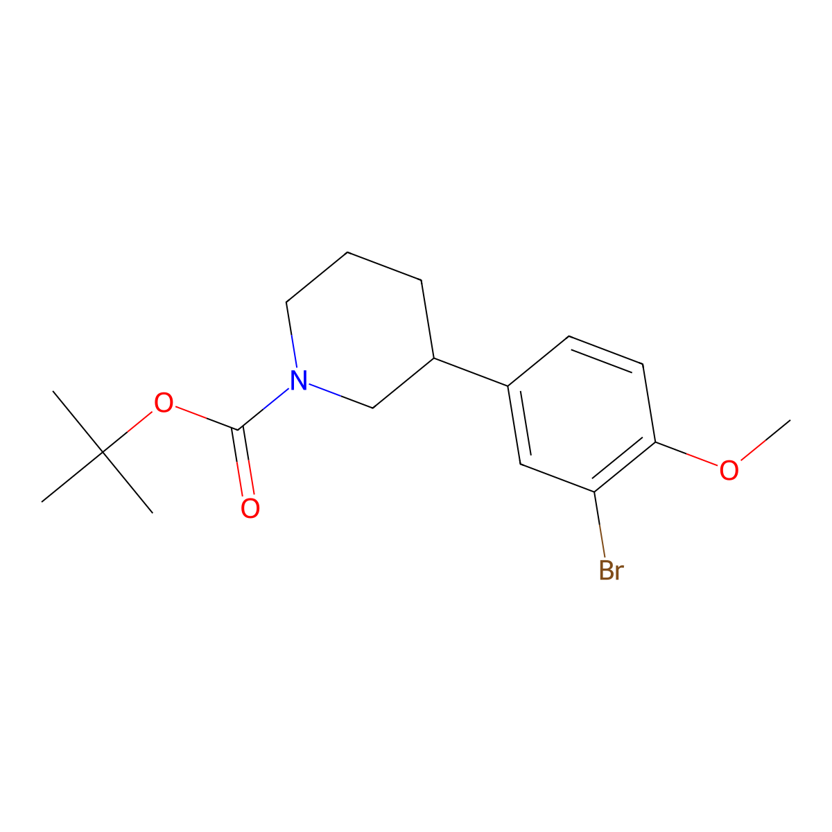 1-Boc-3-(3-bromo-4-methoxyphenyl)piperidine molecular structure, CAS 1563528-73-3