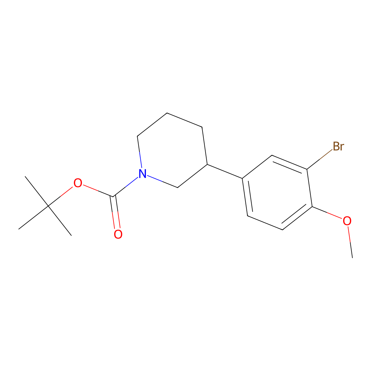 1-Boc-3-(3-bromo-4-methoxyphenyl)piperidine molecular structure, CAS 1563528-73-3