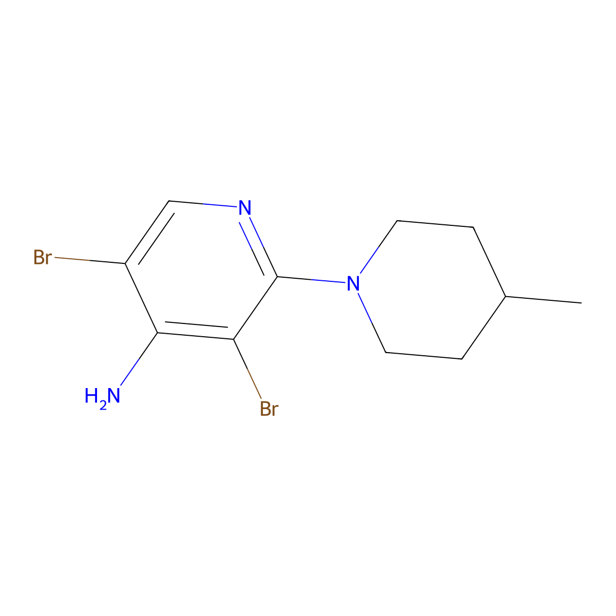 4-Amino-3,5-dibromo-2-(4-methylpiperidin-1-yl)pyridine molecular structure, CAS 1563528-80-2