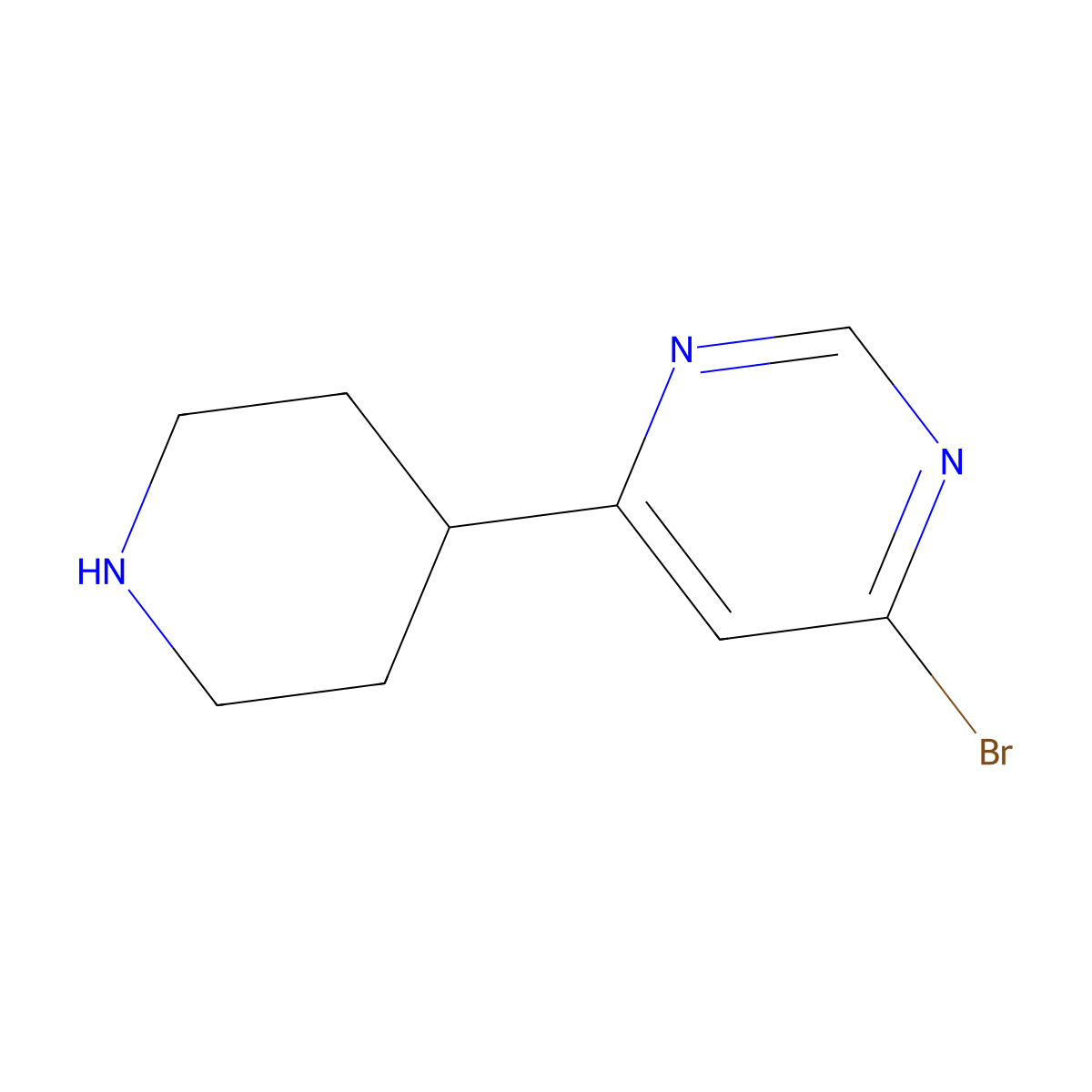 4-Bromo-6-(piperidin-4-YL)pyrimidine molecular structure, CAS 1563528-82-4