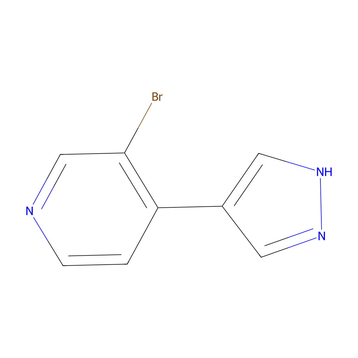 3-bromo-4-(1H-pyrazol-4-yl)pyridine molecular structure, CAS 1563528-91-5