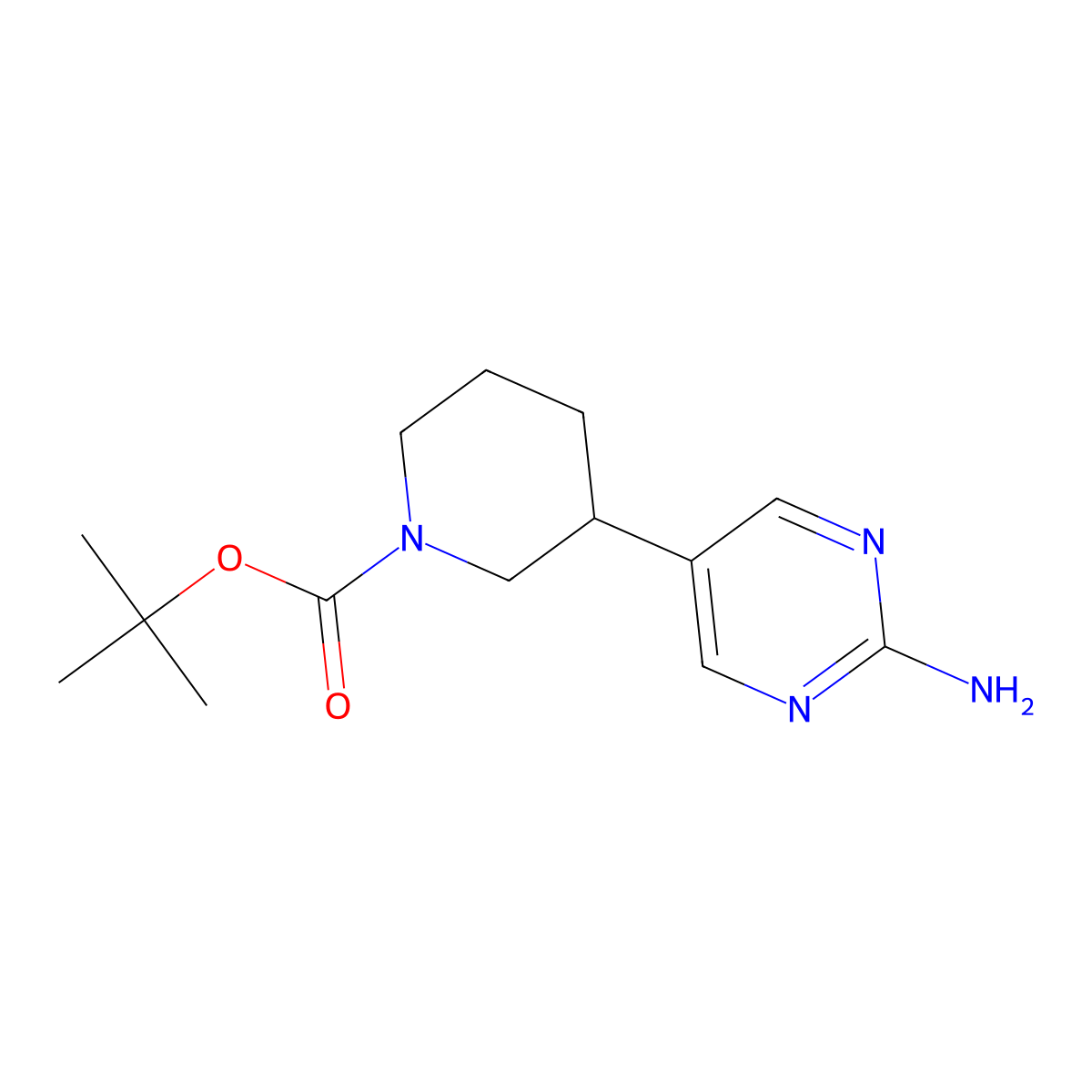 tert-Butyl 3-(2-aminopyrimidin-5-yl)piperidine-1-carboxylate molecular structure, CAS 1563528-92-6