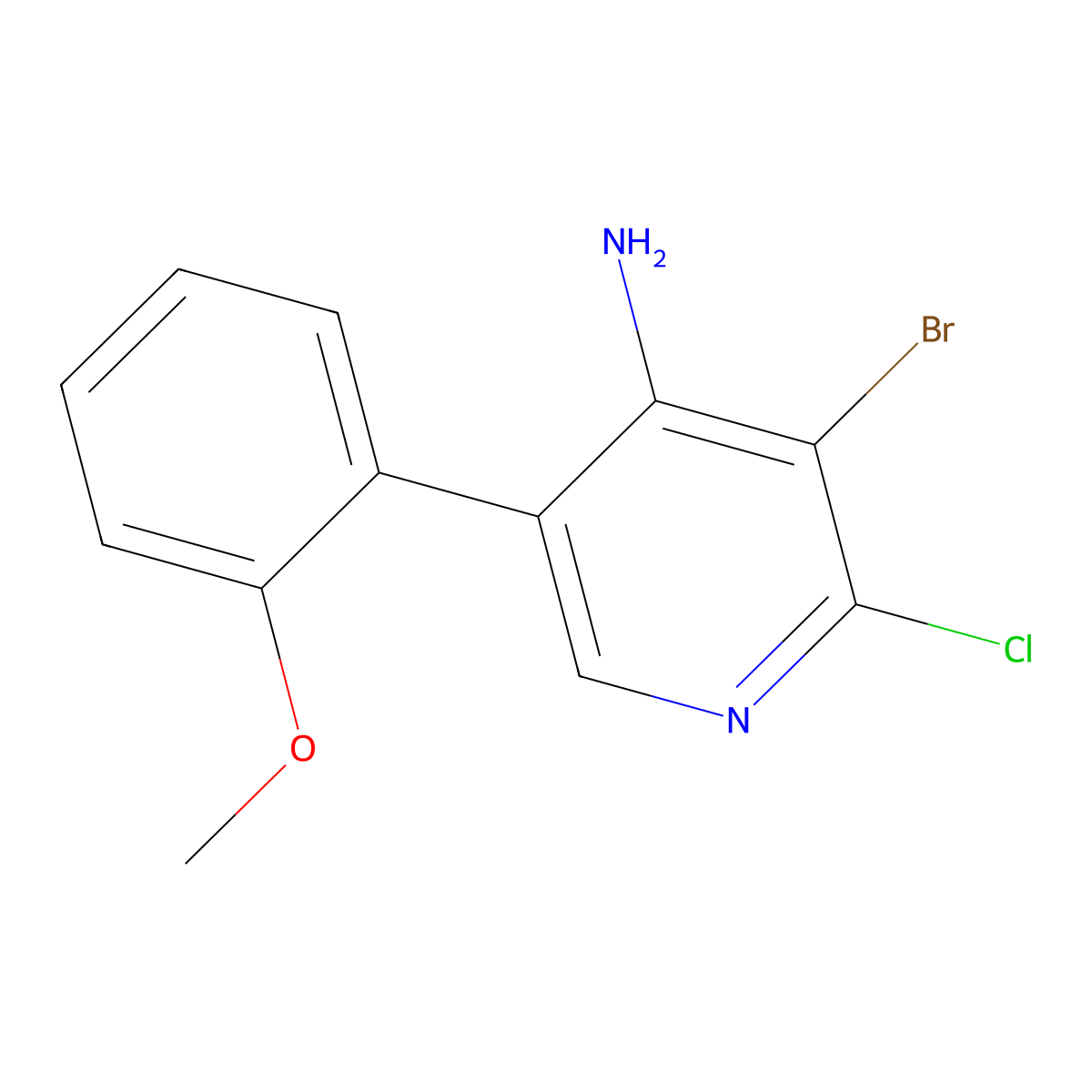 4-Amino-2-chloro-3-bromo-5-(2-methoxyphenyl)pyridine molecular structure, CAS 1563528-95-9