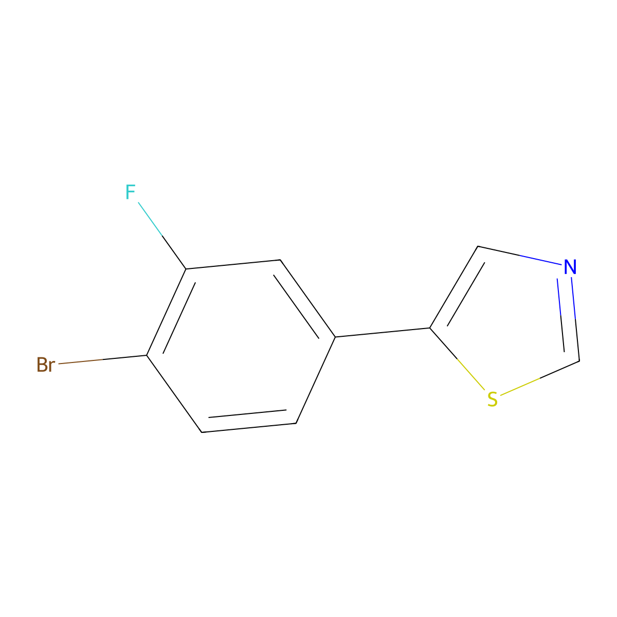 2-Fluoro-4-(thiazol-5-yl)bromobenzene molecular structure, CAS 1563528-97-1