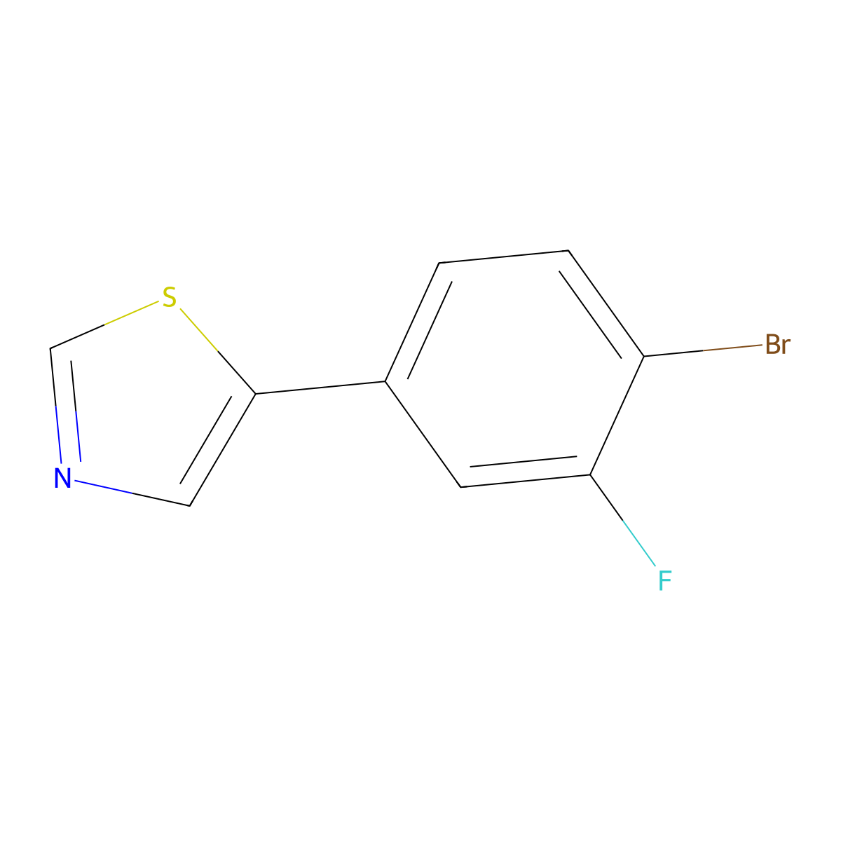 2-Fluoro-4-(thiazol-5-yl)bromobenzene molecular structure, CAS 1563528-97-1