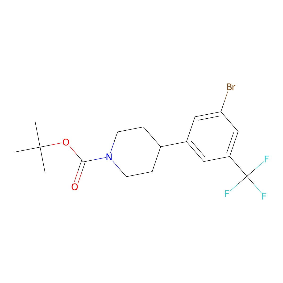 3-Trifluoromethyl-5-(N-Boc-piperidin-4-yl)bromobenzene molecular structure, CAS 1563529-01-0