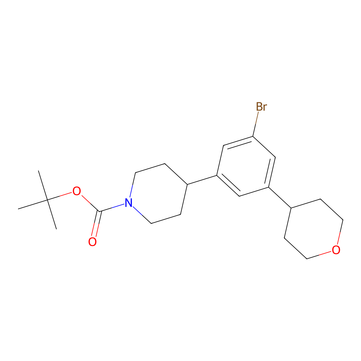 3-(4-Tetrahydropyranyl)-5-(N-Boc-piperidin-4-yl)bromobenzene molecular structure, CAS 1563529-11-2