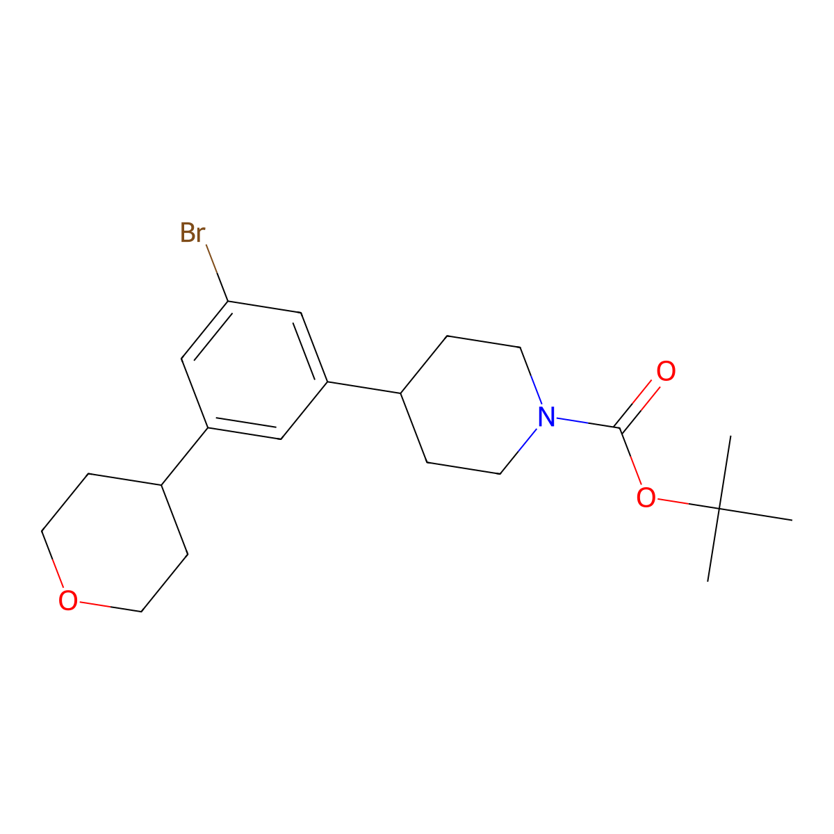 3-(4-Tetrahydropyranyl)-5-(N-Boc-piperidin-4-yl)bromobenzene molecular structure, CAS 1563529-11-2