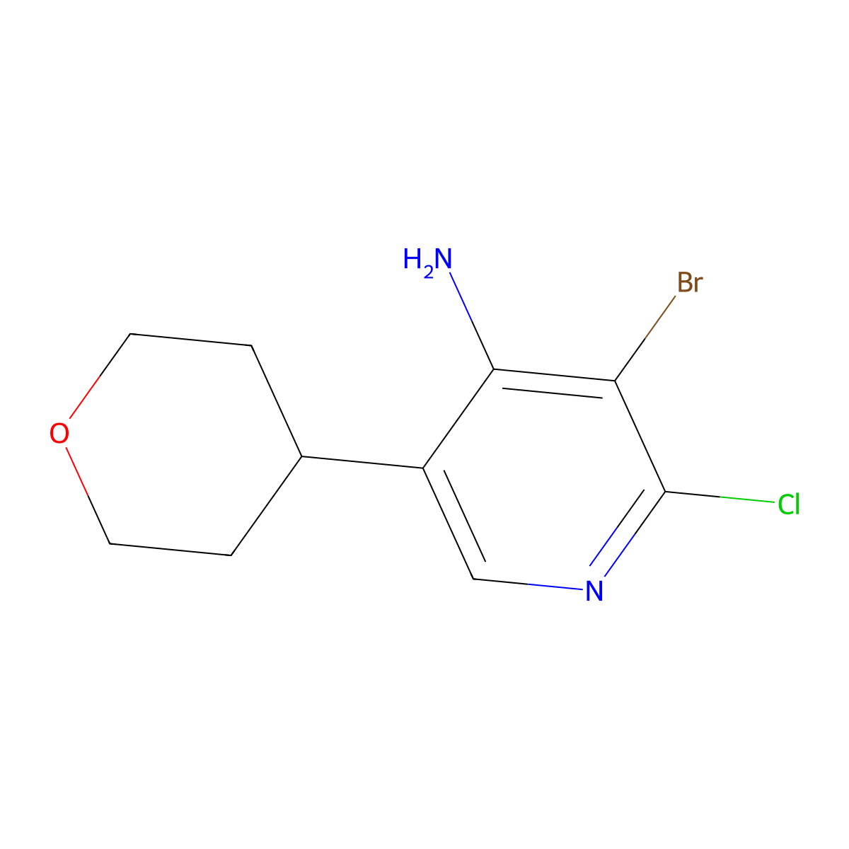 4-Amino-2-chloro-3-bromo-5-(oxan-4-yl)pyridine molecular structure, CAS 1563529-12-3